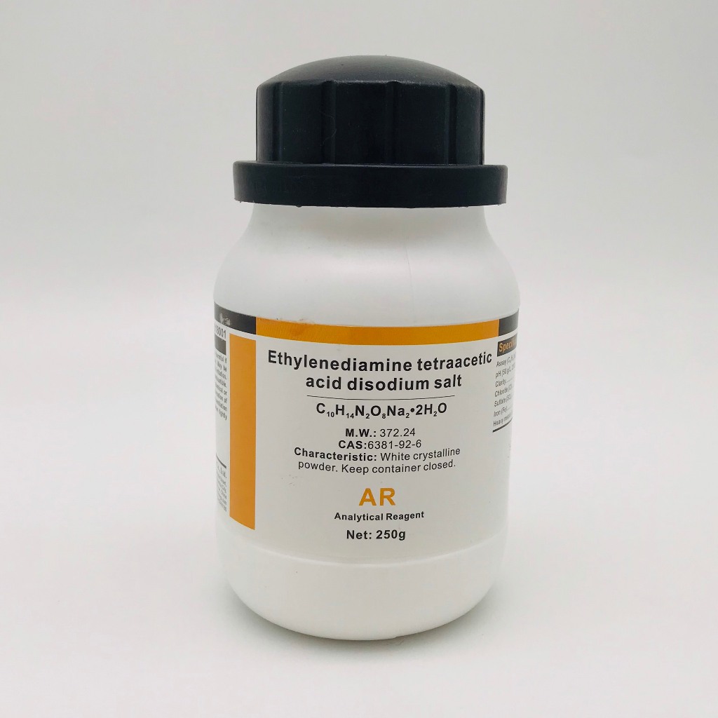 Hóa chất Ethylenediamine Tetraacetic Acid Disodium Salt (Na2EDTA.2H2O,AR, Xilong, chai 250G, Cas 638