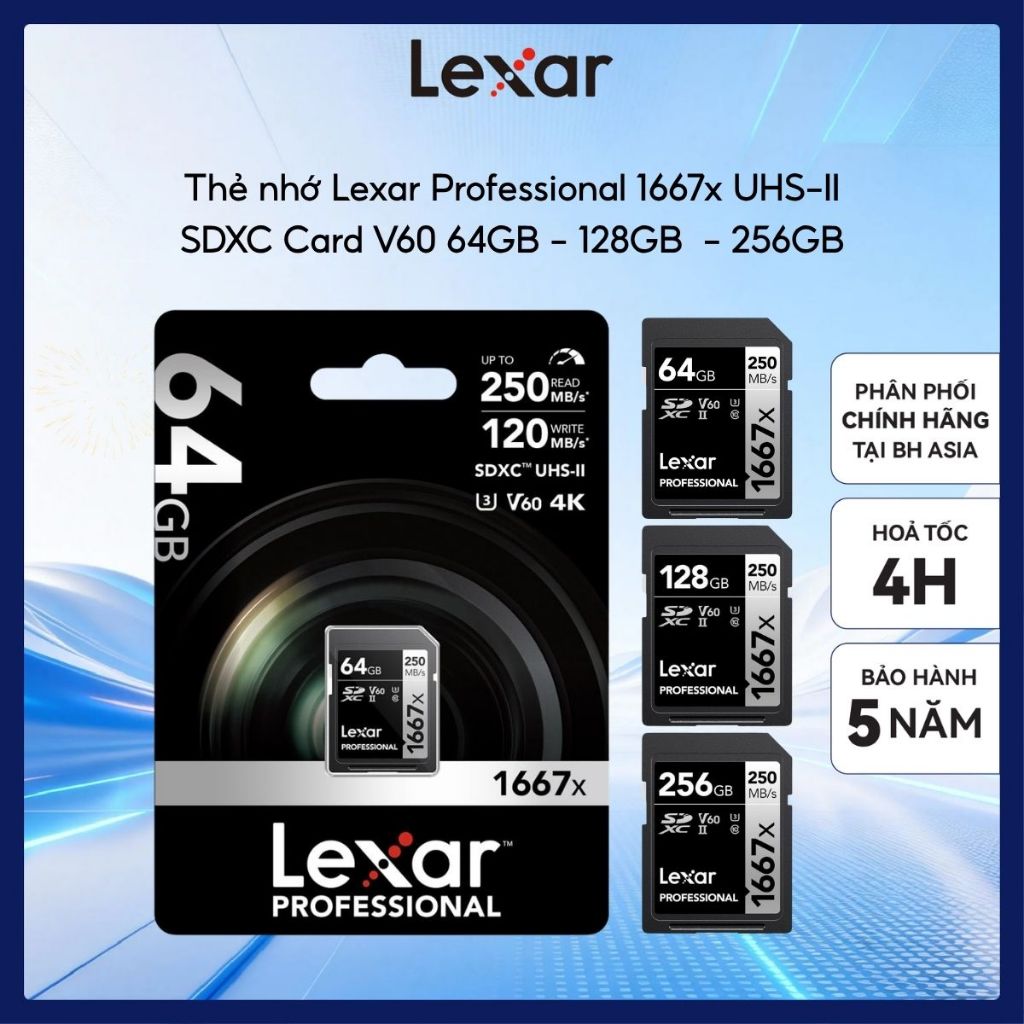 Thẻ nhớ Lexar Professional 1667x UHS-II SDXC Card V60 64GB - 128GB  - 256GB