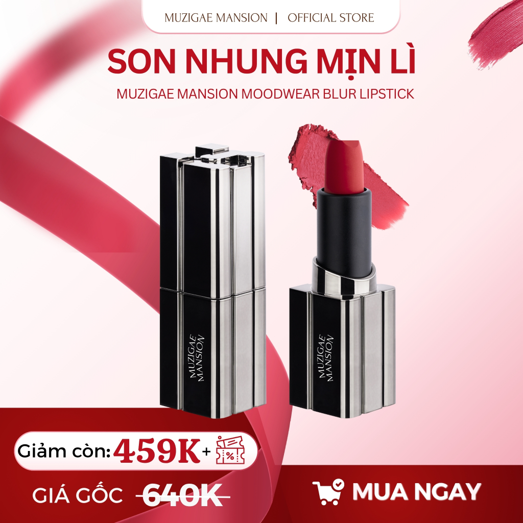 Son thỏi Muzigae Mansion Moodwear Blur Lipstick Mịn Lì, Lâu Trôi, Dưỡng Ẩm