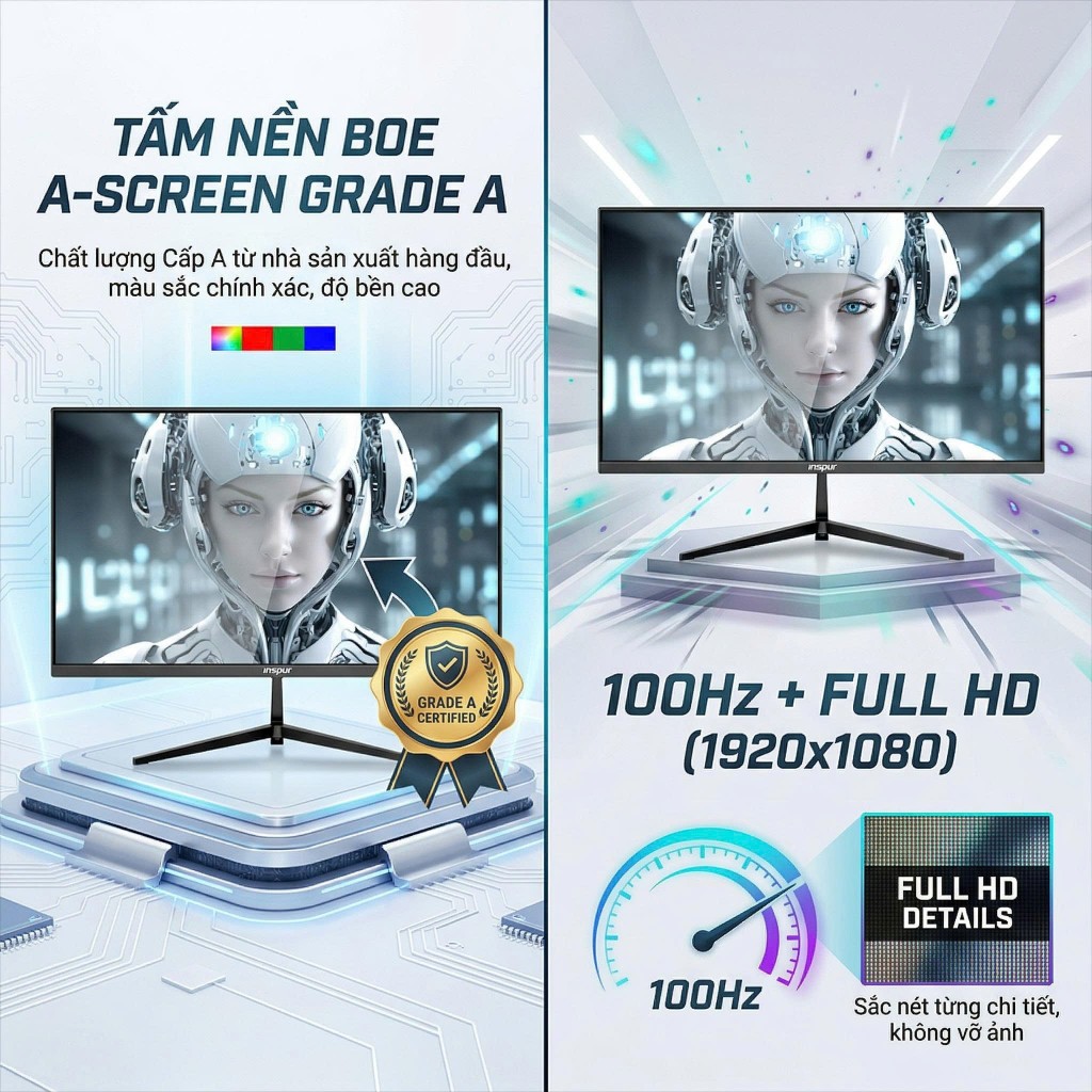 Màn Hình INSPUR 21.5” / 24.5” / 27” – IIP215AF / IIP245SF / IIP270QT, FHD/2K, 100Hz–180Hz, IPS/VA, Viền Mỏng, Chính Hãng | BigBuy360 - bigbuy360.vn