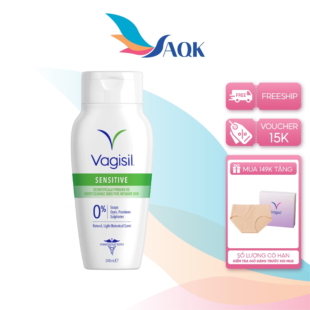 Dung dịch vệ sinh phụ nữ Vagisil Sensitive Daily Intimate Wash (240ml) - Làm sạch dịu nhẹ, an toàn c