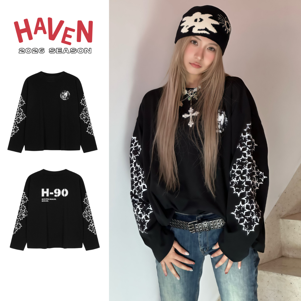 Áo thun tay dài nam nữ Haven Studio chất Cotton 300gsm form rộng