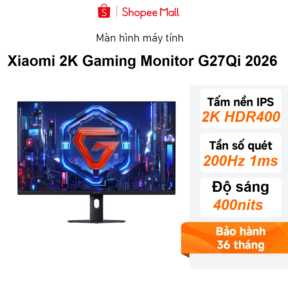 Màn hình máy tính Xiaomi Gaming G27Qi 2026 2K/1ms/200Hz/HDR 400 - Hàng chính hãng