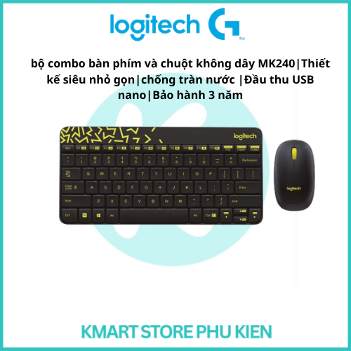 bộ combo bàn phím và chuột không dây MK240 |Thiết kế siêu nhỏ gọn | chống tràn nước | Đầu thu USB na