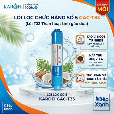GAC-T33 | Lõi Lọc Nước Karofi Số 5 GAC-T33 Chính Hãng - Lõi Chức Năng Ổn Định Vị Ngọt Tự Nhiên Cho Nước