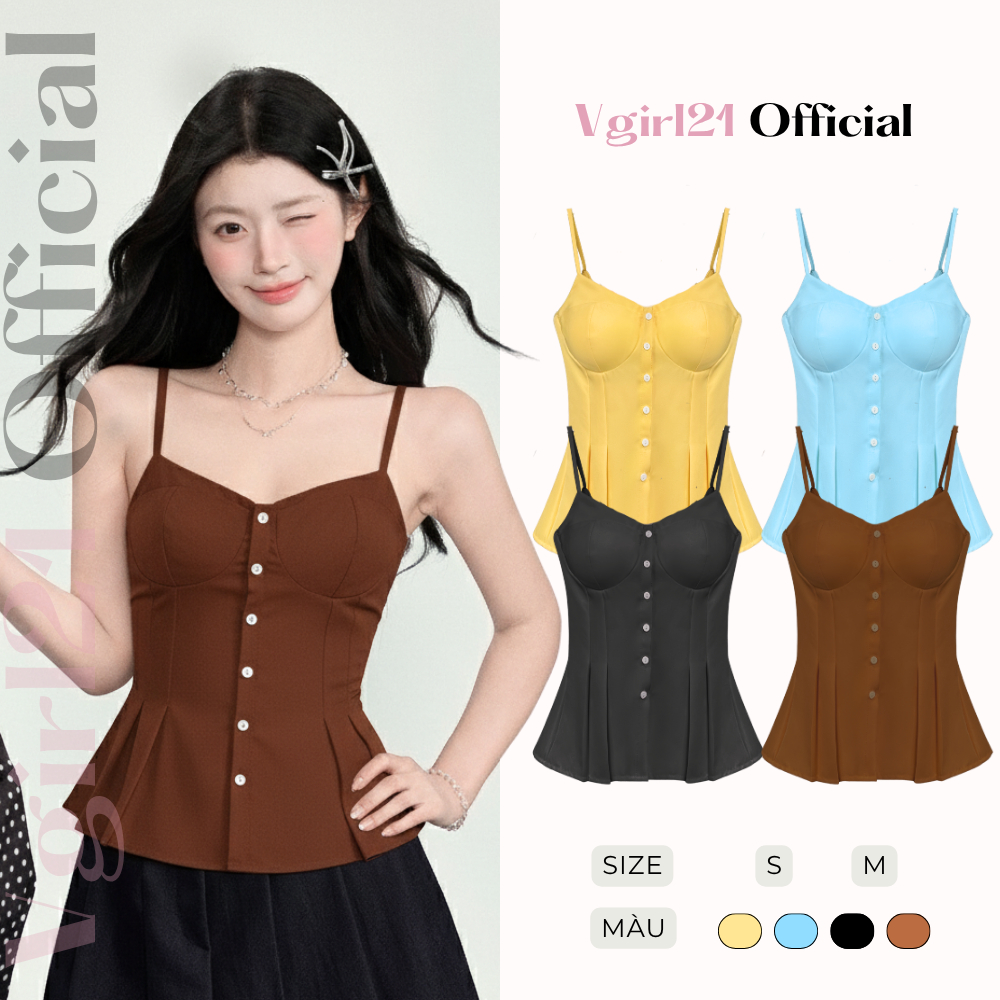 [DEAL MỞ BÁN] - Kim Top - Áo Cúp Ngực Xếp Ly Phù Hợp Thu Hè - Áo Kiểu Nữ VGIRL | Chất Cotton Hàn Cao Cấp Tôn Dáng | BigBuy360 - bigbuy360.vn
