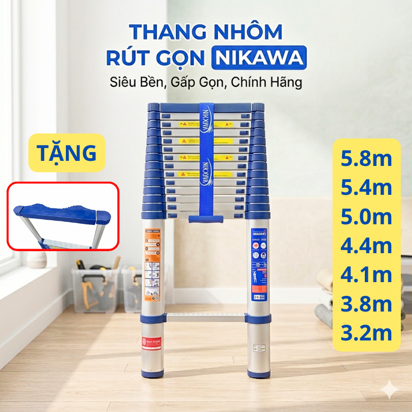 [Tặng ốp + chốt] Thang Nikawa Chính Hãng NK60, NK54, NK50, NK48, NK44, NK38, NK32 đa dụng chắc chắn