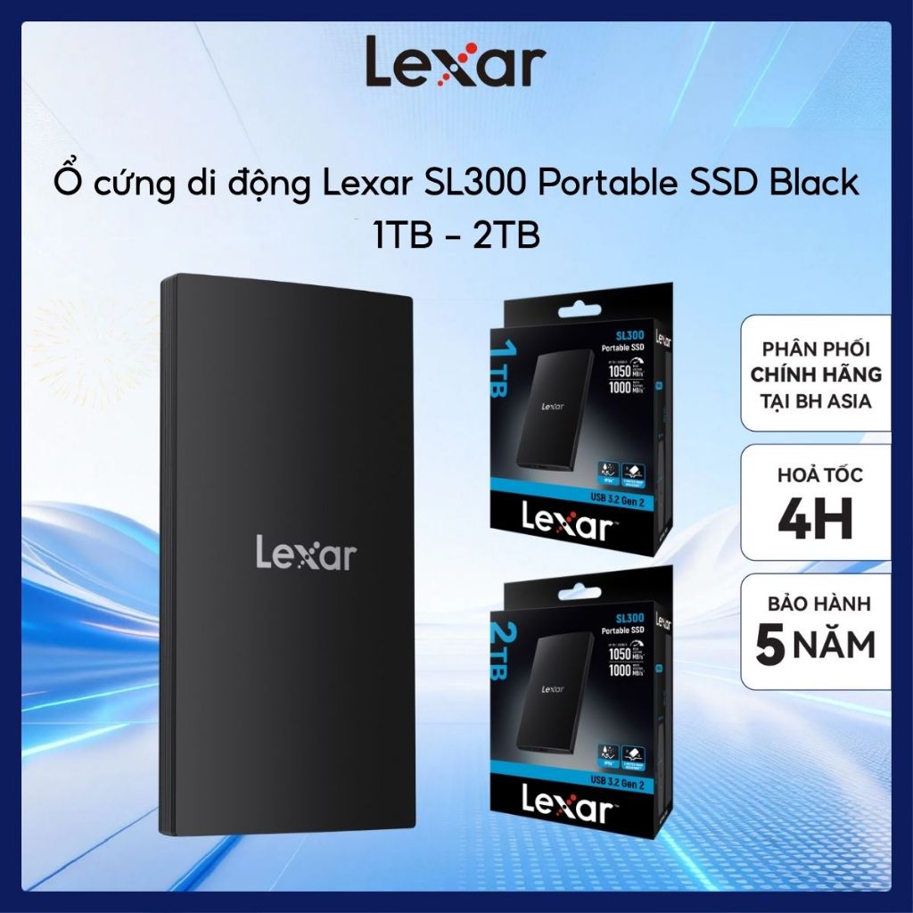 Ổ cứng di động Lexar SL300 Portable SSD Black 1TB - 2TB
