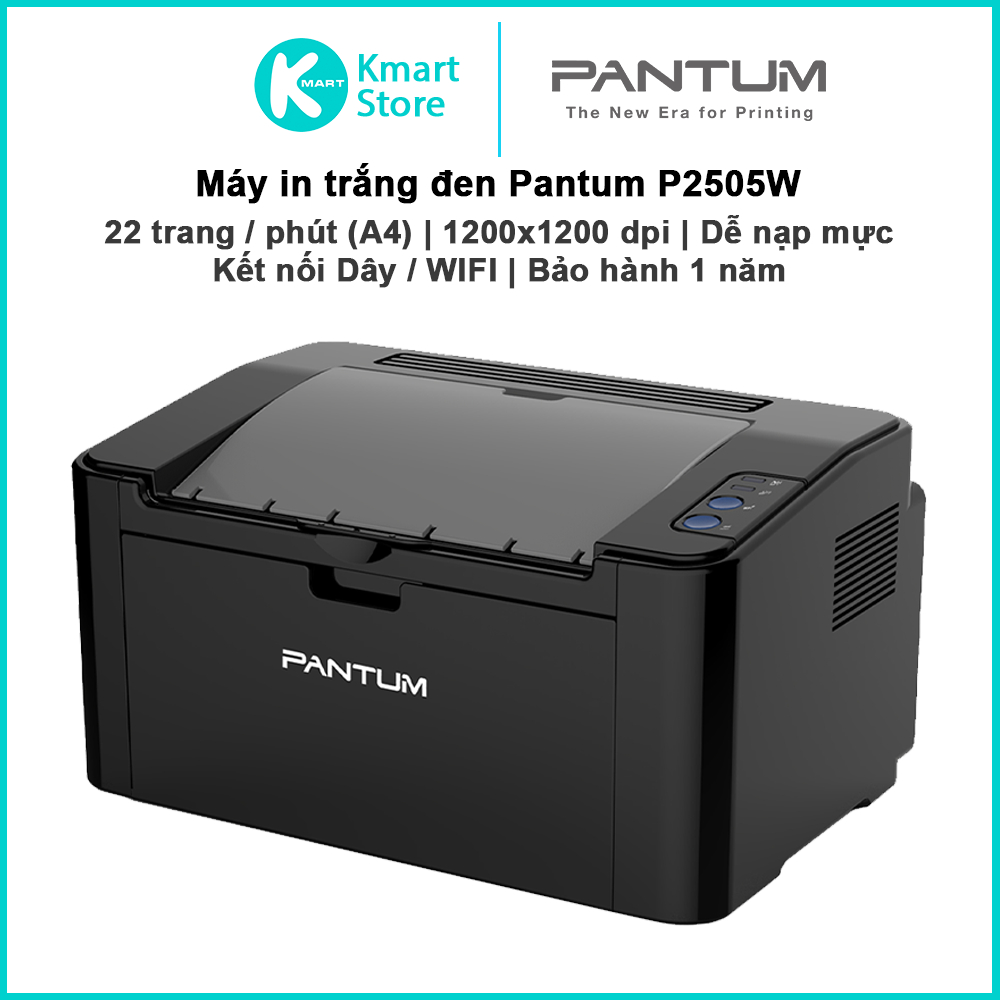 Máy in Laser Pantum P2505W | In màu trắng / đen | Tốc độ 22 ppm (A4) | Dễ nạp mực | Bảo hành 1 năm