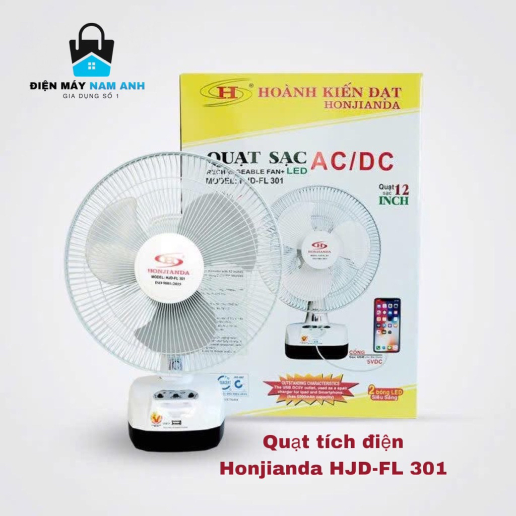 QUẠT TÍCH ĐIỆN HONJIANDA HJD – FL 301 LED – Loại 2 bình ( Bảo hành chính hãng )