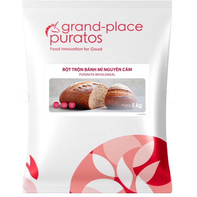Bột mì Nguyên Cám Puratos gói 1kg - Bột mì nguyên cám gói 1 kg chiết lẻ từ bao 5kg của Puratos