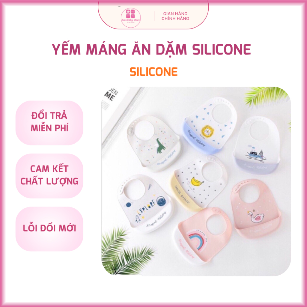 Yếm máng ăn dặm silicone cho bé