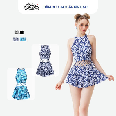 Đồ bơi một mảnh nữ kín đáo che đùi đi biển - Bikini Passport - BS349_NV