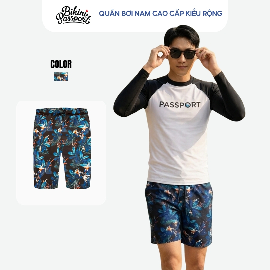 Quần bơi Nam BIKINI PASSPORT kiểu dáng Dài- màu Floral - BS379_FLO