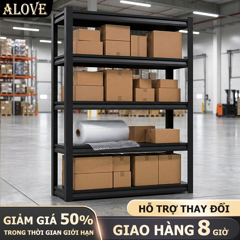 ALOVE Kệ sắt kho hàng điều chỉnh độ cao không cần ốc vít đa năng thép carbon chịu tải trọng nặng