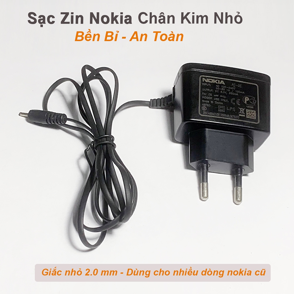 🔌 Sạc Zin Nokia Chân Kim Nhỏ Cho Nokia 6300, 1200, 110i– Bền Bỉ, An Toàn - Chính Hãng