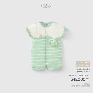 Bộ liền cộc trắng phối sọc xanh lá Nous Bình Dương