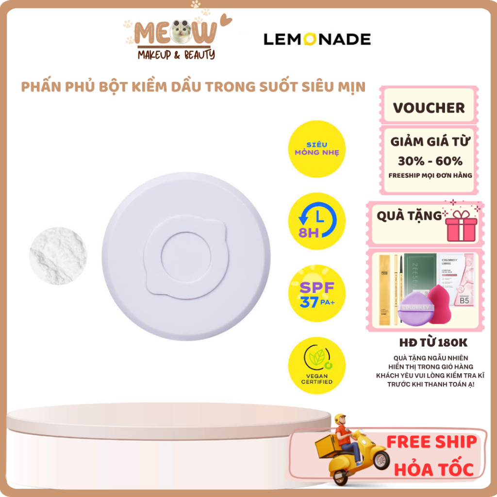 Lemonade Phấn Phủ Bột Tím Kiềm Dầu Trong Suốt | MEOW MAKEUP
