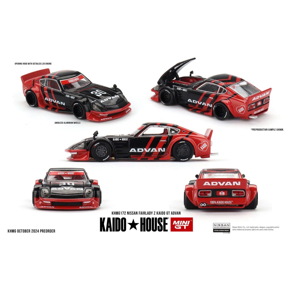 Xe mô hình Kaido House KHMG172 Nissan Fairlady Z Kaido GT ADVAN màu đen/đỏ