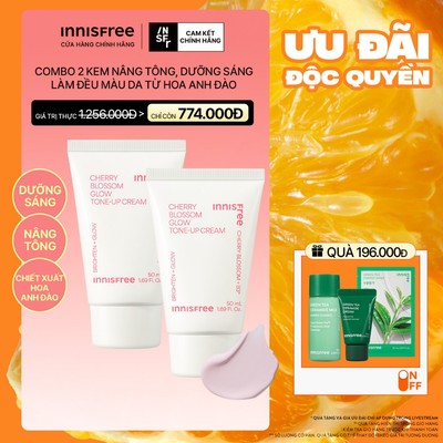 INNISFREE x Bộ 2 kem nâng tông, dưỡng sáng làm đều màu da từ hoa anh đào INNISFREE Cherry Blossom Tone Up Cream
