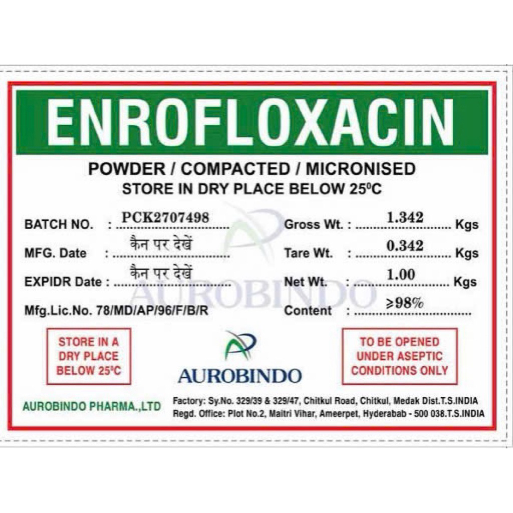 ENROFLOXACIN 98% tổng hợp 1kg hàng ấn độ