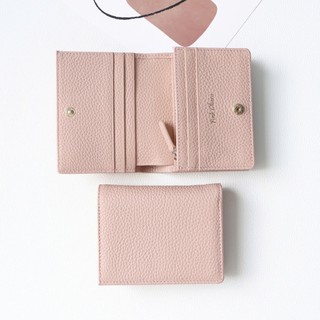 Ví Nữ Gấp Mini PINK OHARA Da Bò Thật