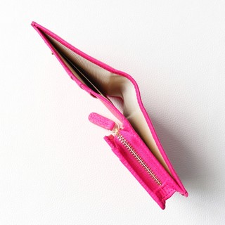 Ví Nữ Gấp Mini PINK OHARA Da Bò Thật