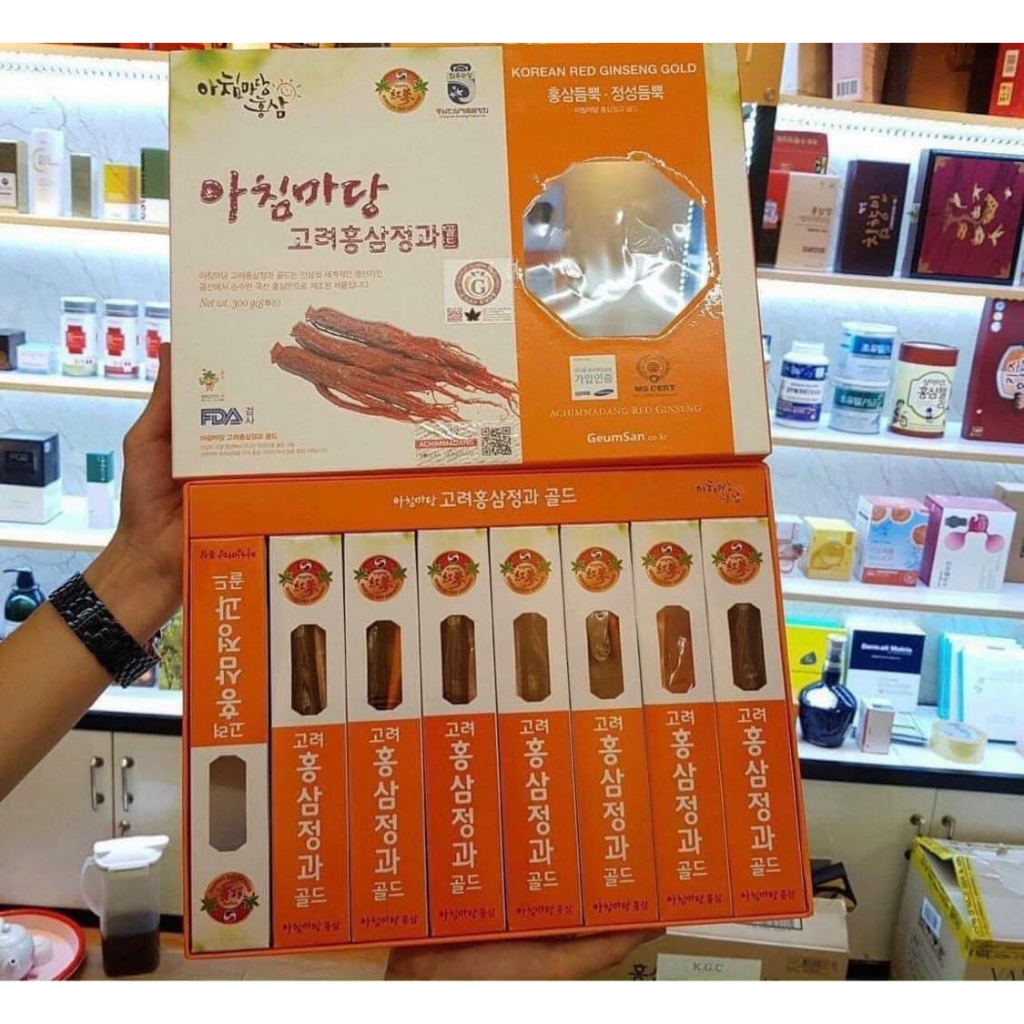 PQS - Hồng Sâm Nguyên Củ Tẩm Mật Ong 8 củ 300gr cam