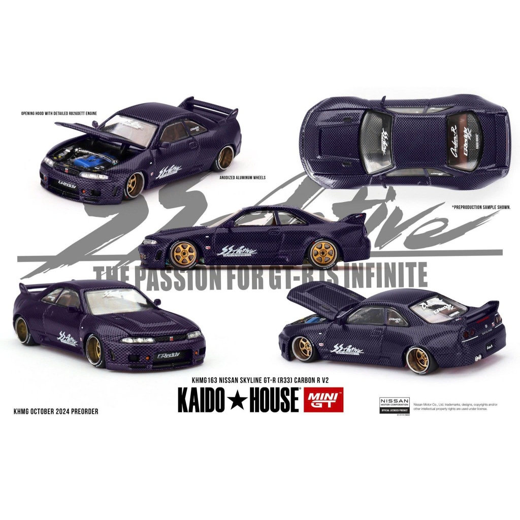 Xe mô hình Kaido House KHMG163 Nissan Skyline GT-R (R33) Active Carbon R màu tím