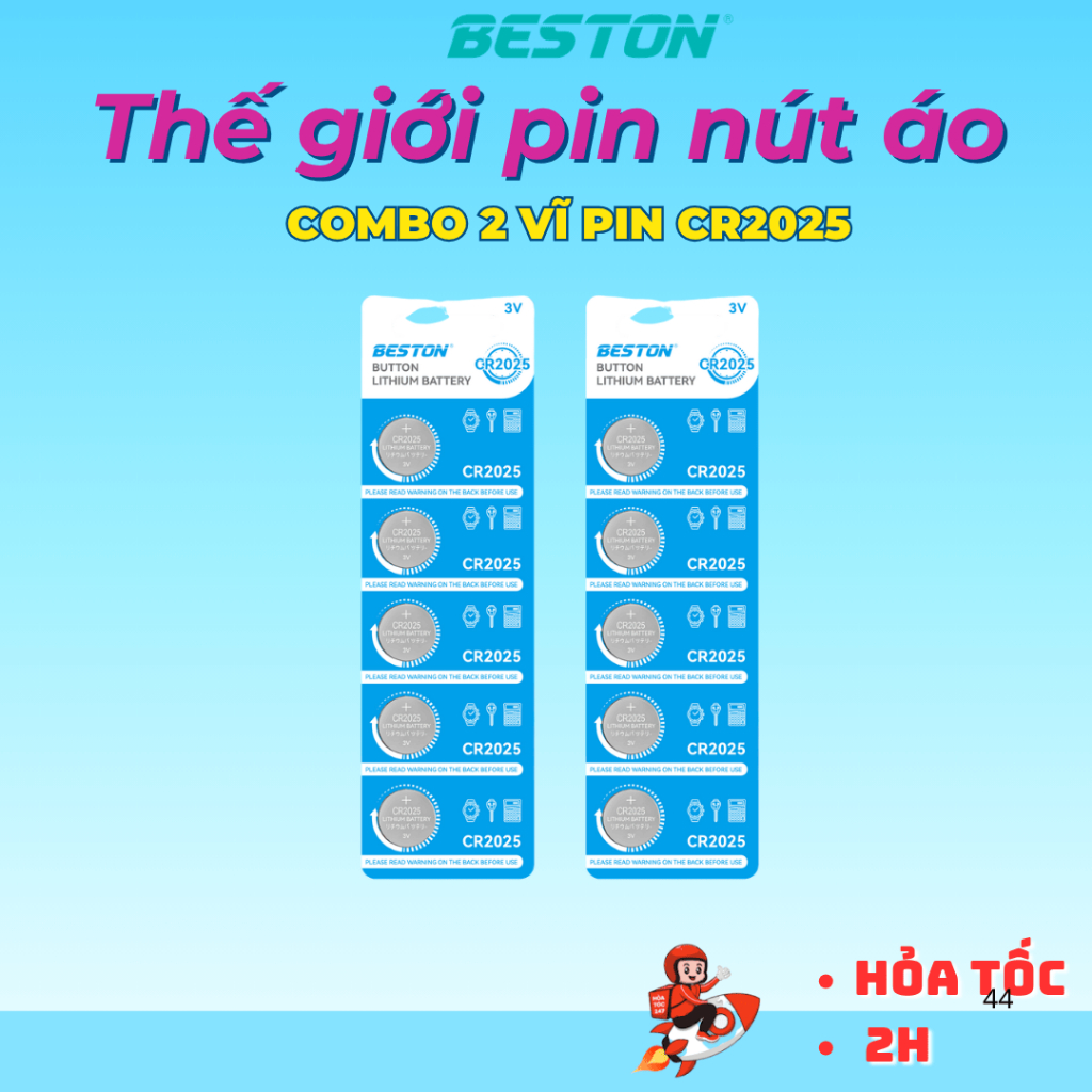 Pin nút áo CR2032,CR1632,CR2025,Beston dùng cho remote xe máy ,điều khiển quạt, cân điện tử....