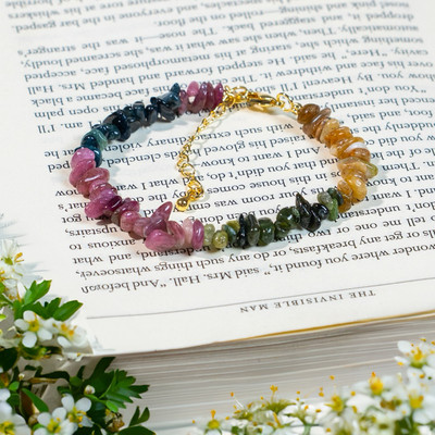 Vòng Tay Tourmaline Đá Vụn Mix Màu Lắc Tay Phong Thủy Hợp Tất Cả Bản Mệnh - Ngọc Trai Trường Thịnh