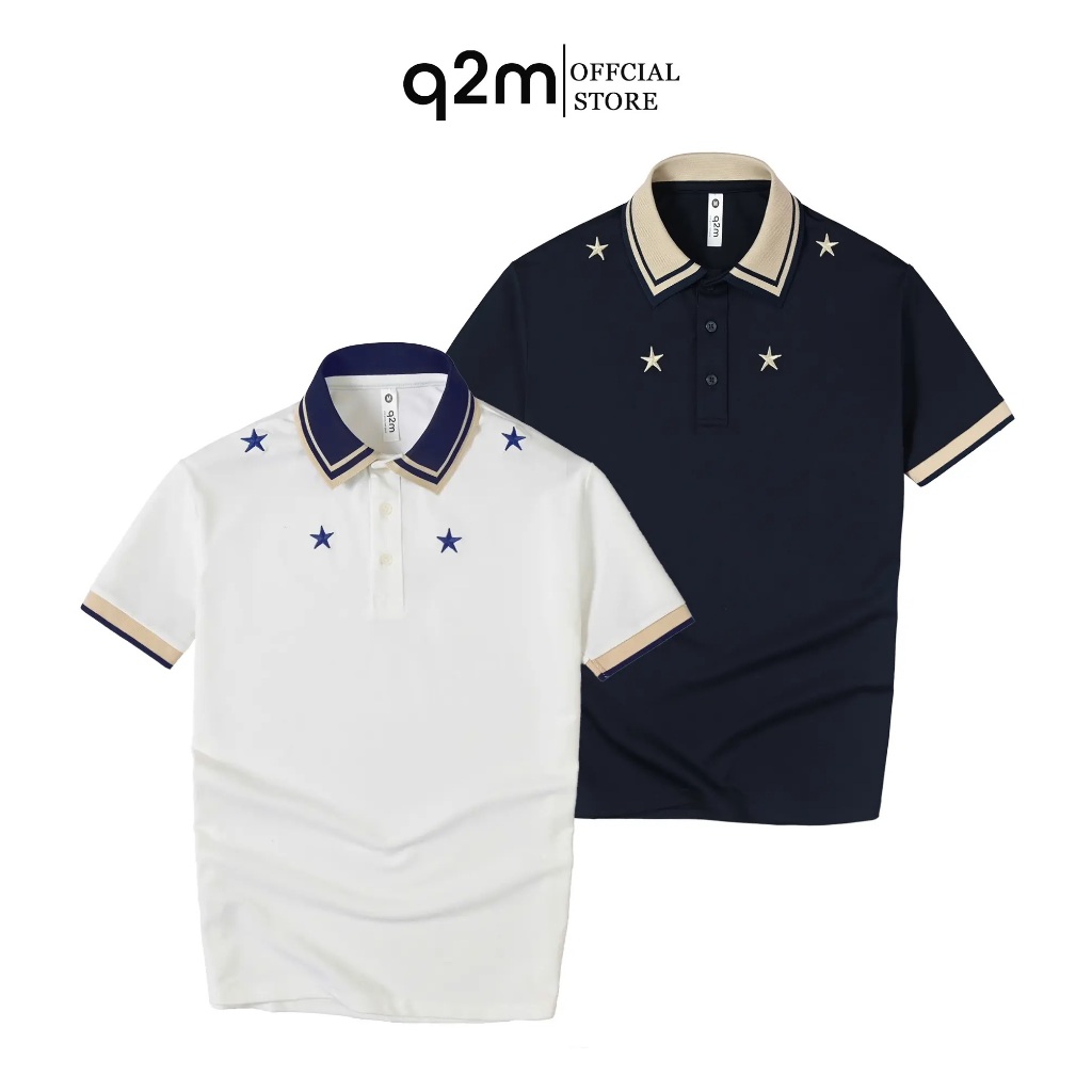 Áo Phông Polo Màu Trắng Thêu Sao Mã q2m.083