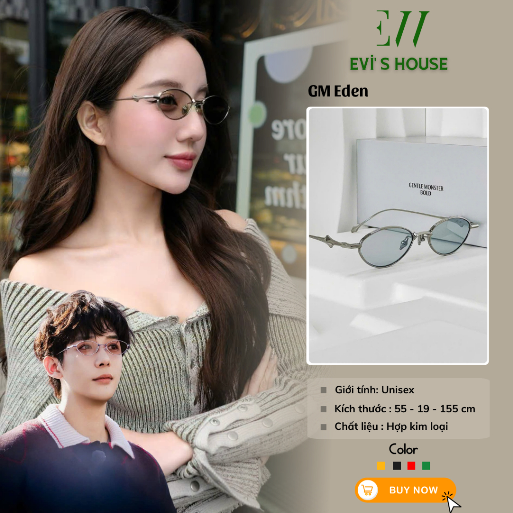 [VIP VERSON] [464] Kính mắt thời trang cao cấp Nam Nữ Eden hợp kim nhiều màu sắc Full box Au