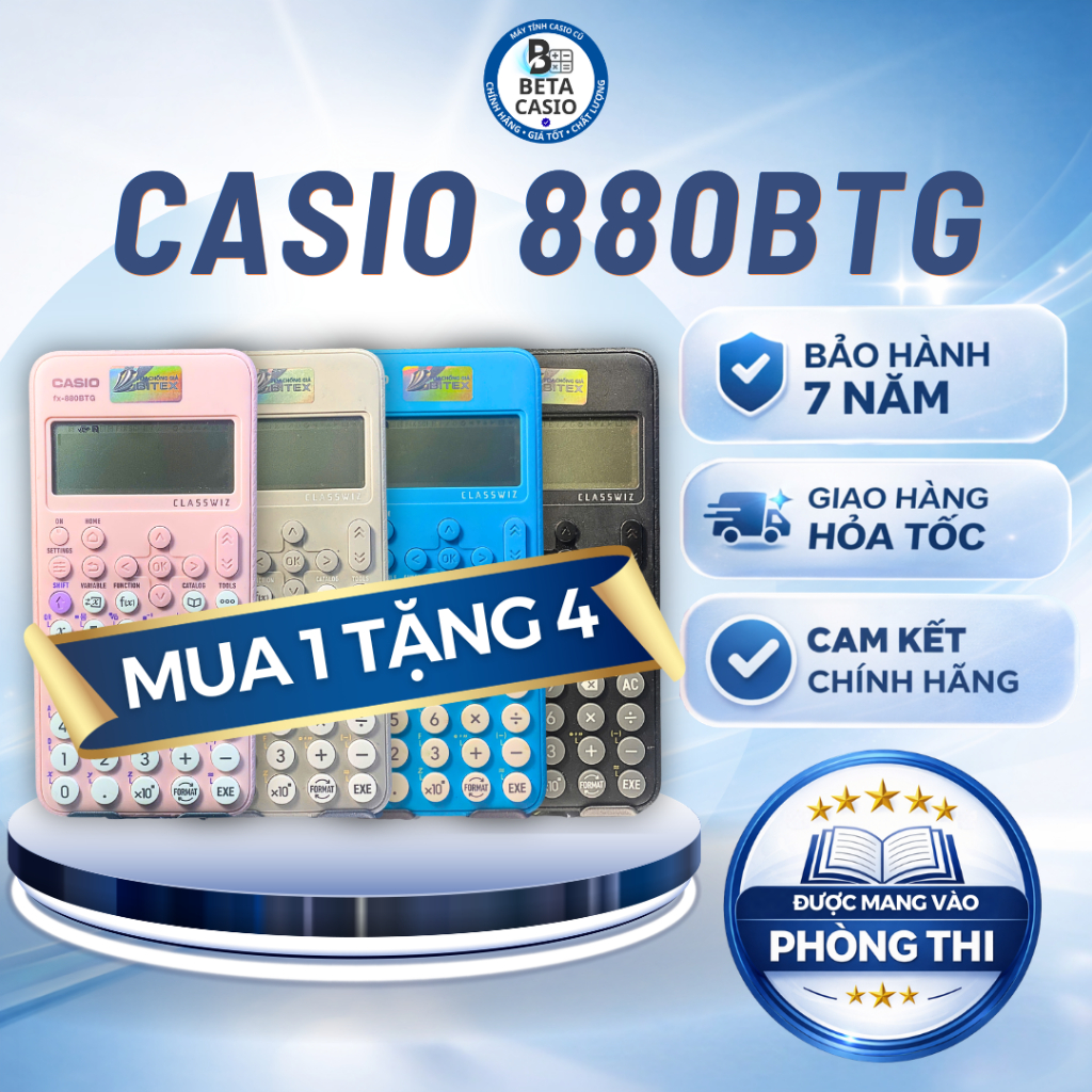 Máy Tính CASIO FX-880BTG cũ (độ mới 80-99%) Chính Hãng, Bản Tiếng Việt, Tặng Quà, Dùng Thi THPT
