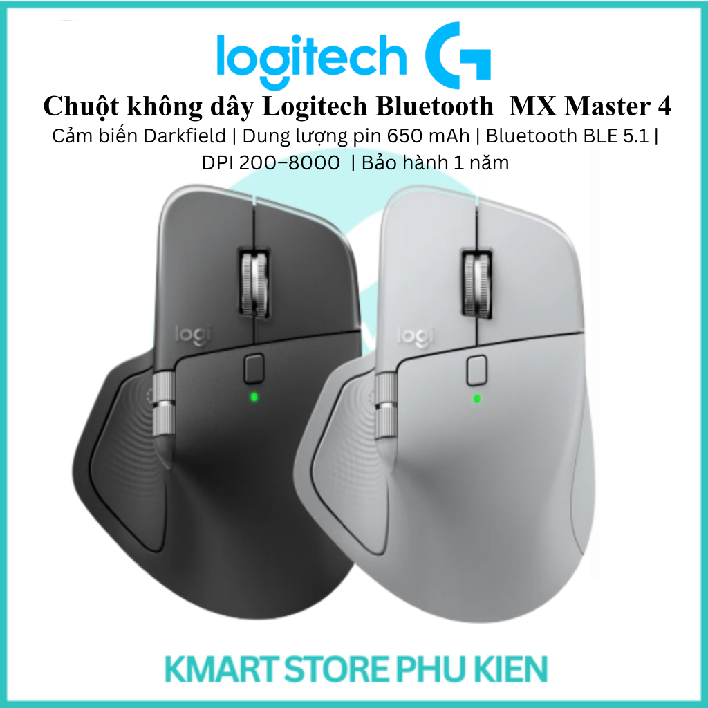 Chuột không dây Logitech Bluetooth  MX Master 4 | Cảm biến Darkfield | Dung lượng pin 650 mAh | Bảo hành 1 năm | BigBuy360 - bigbuy360.vn