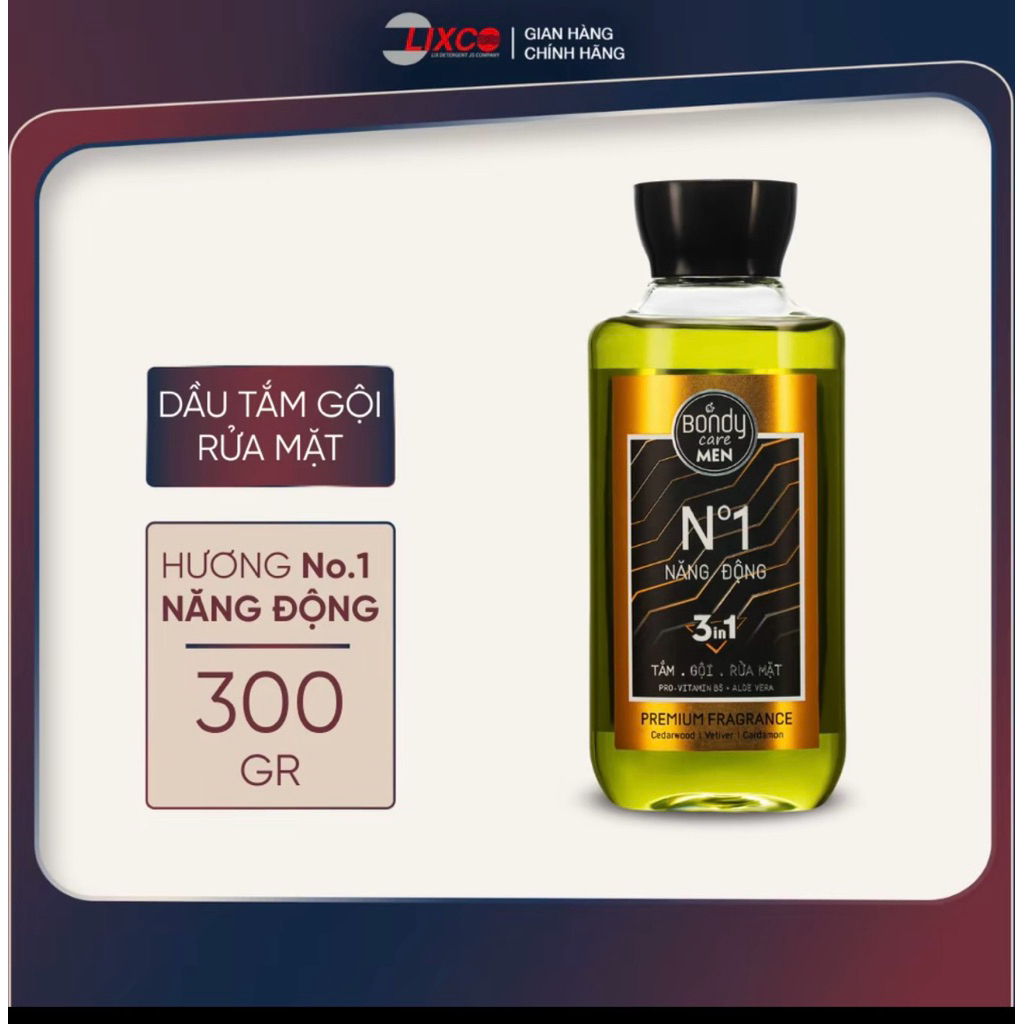 DẦU TẮM GỘI CHO NAM BONDY CARE MEN 3IN1 N1 300G oi