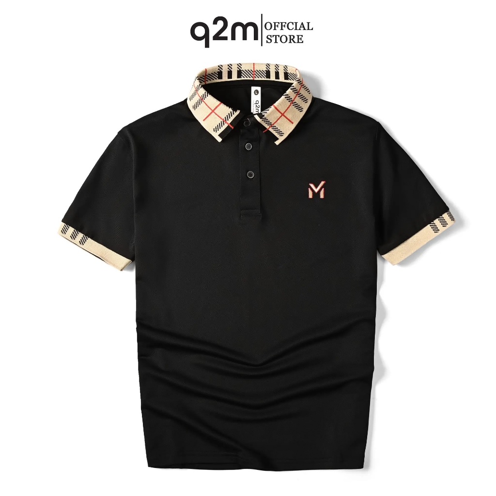Áo Phông Polo Màu Đen Cổ Be Họa Tiết Mã q2m.070