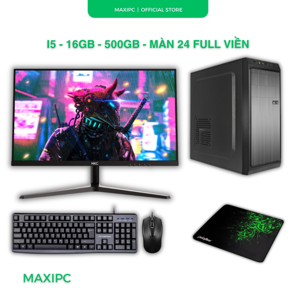 PC Văn Phòng Full Bộ i3 i5 i7 Xeon Màn Full Viền 22 24 Inch Chạy Nhanh Ổn Định