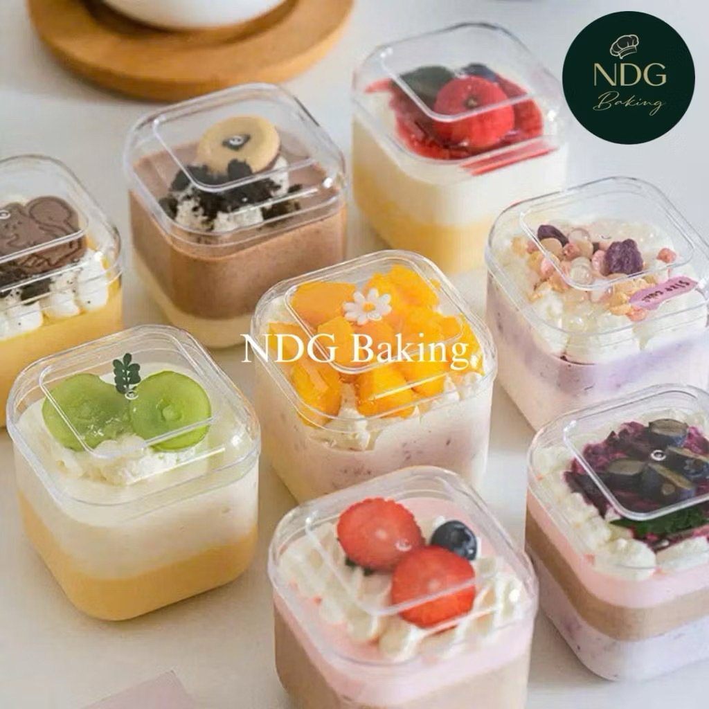 30-50 HỘP NHỰA VUÔNG 250ml ĐỰNG BÁNH GD2013 - NDG Baking