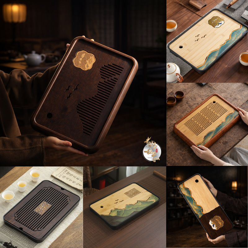 Khay Bàn Trà Tre Thoát Nước | Khay Trà Đạo Có Khay Nhựa Dưới | Nhiều Kích Thước – Sơn Thủy Cổ Phong Cao Cấp