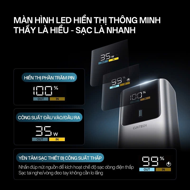 SDP Di Động CUKTECH 10 MINI 2C1A | Sạc Nhanh 55W Max | Dung Lượng 10000mAh | Bảo Hành 18 Tháng PB1055 | BigBuy360 - bigbuy360.vn
