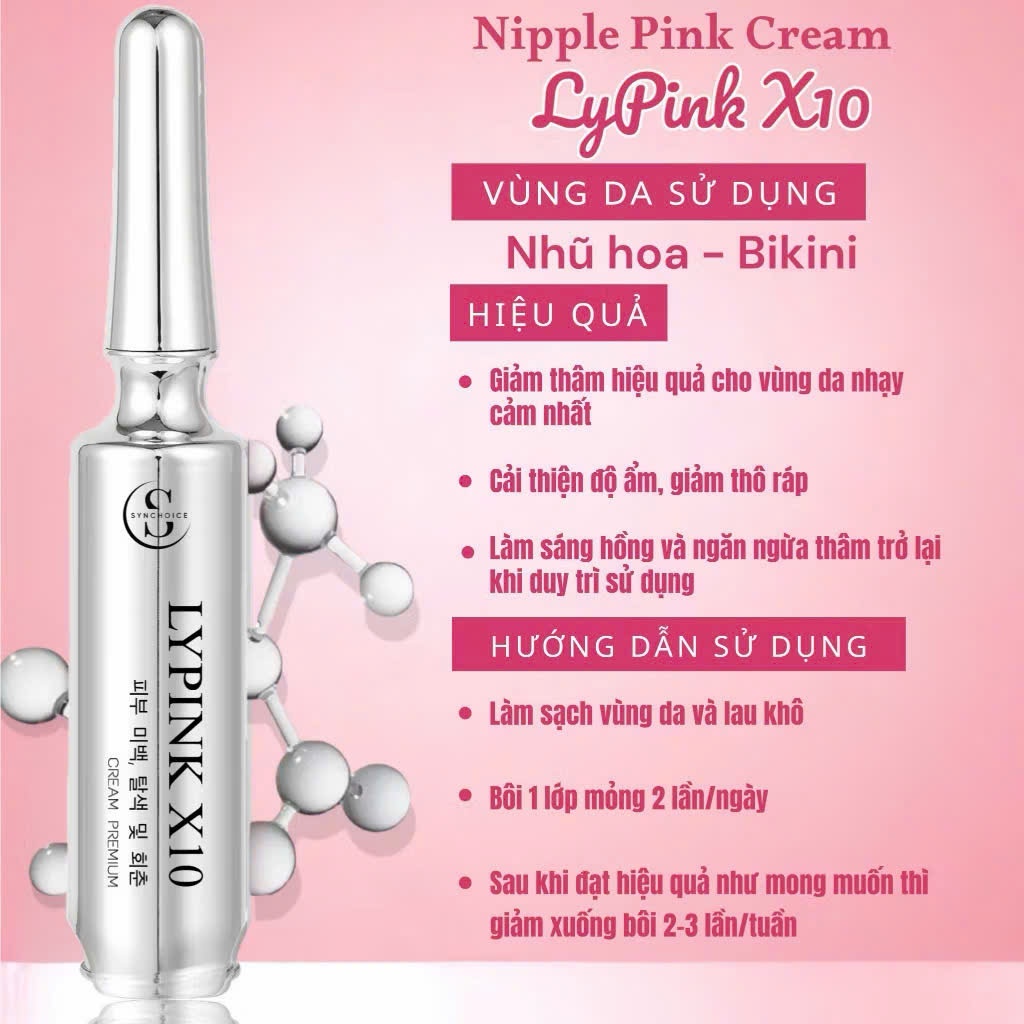 Lypink X10 Kem Làm Sáng, Hồng Nhũ Hoa, Vùng Kín. Nippink Cream hiệu quả sau 7 ngày