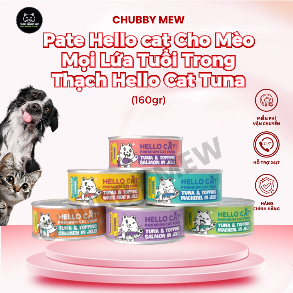 Pate Hello cat Cho Mèo Mọi Lứa Tuổi Trong Thạch Hello Cat Tuna 160g