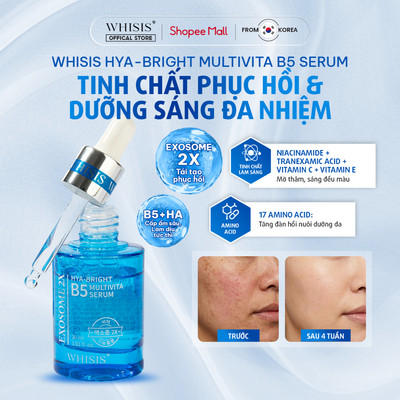 [NEW 2026] Tinh Chất Serum B5 Phục Hồi - Dưỡng Sáng Đa Nhiệm WHISIS Hya-Bright Multivita B5 Serum 30ml