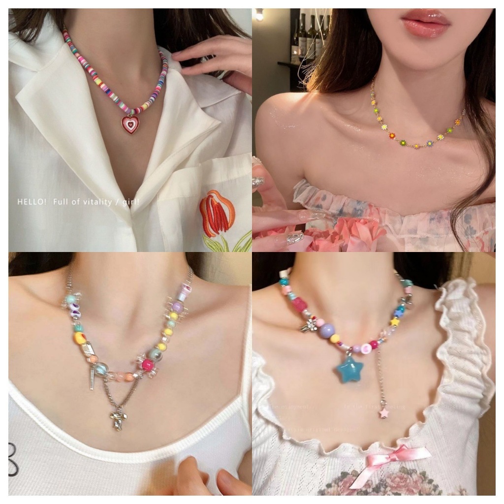 Dây chuyền dopamine màu kẹo ngọt dành cho nữ phong cách nhẹ nhàng sang chảnh đi chơi đi biển ponnie | BigBuy360 - bigbuy360.vn