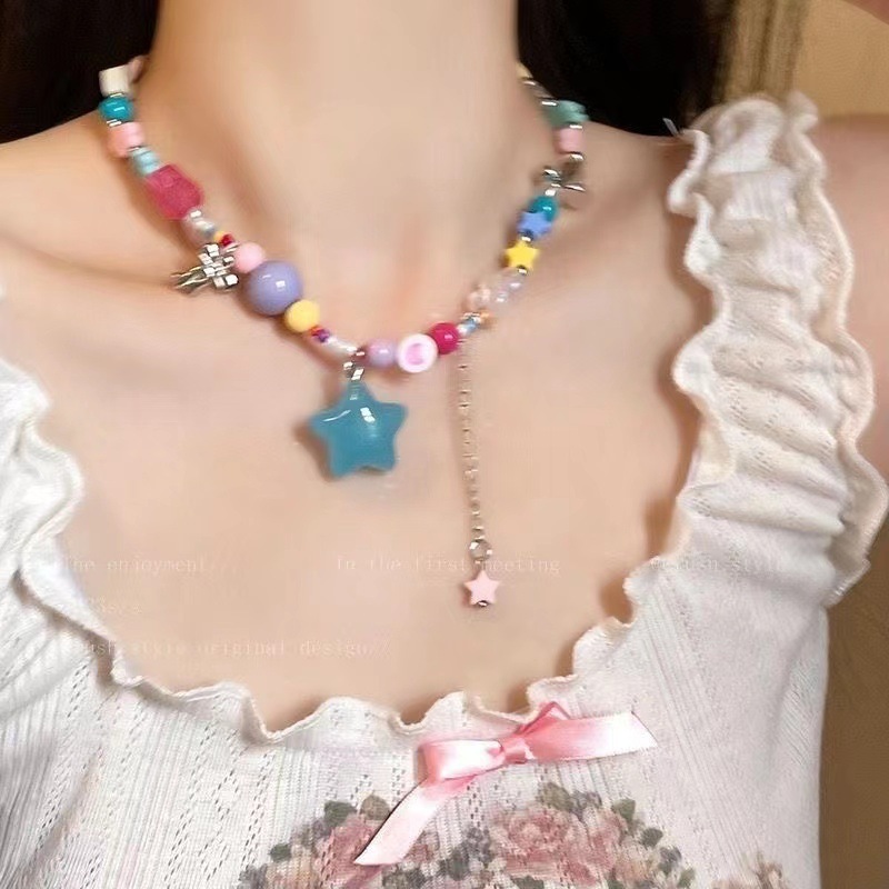 Dây chuyền dopamine màu kẹo ngọt dành cho nữ phong cách nhẹ nhàng sang chảnh đi chơi đi biển ponnie | BigBuy360 - bigbuy360.vn