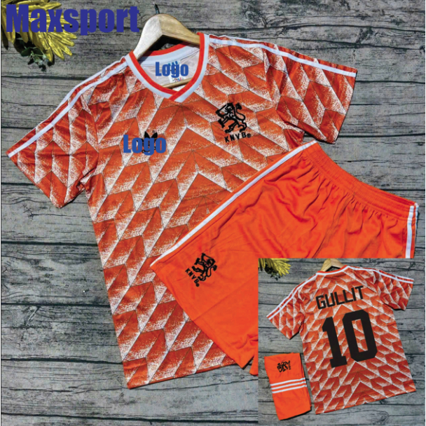 Bộ Quần Áo Bóng Đá Đội Tuyển Hà Lan 1988, Áo Hà Lan Retro 1988 - Chuẩn Mẫu Áo Đấu Gullit, Vải Thái C