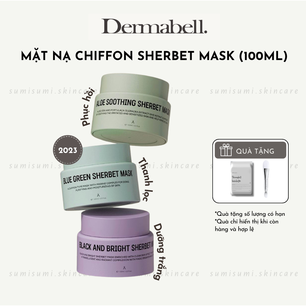 XẢ KHO (Dermabell) Mặt nạ chiffon nuôi dưỡng chuyên sâu Sherbet Mask Blue Green/BlacknBright/Aloe So