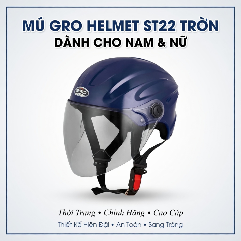 Mũ GRO HELMET st22 Trơn. Dành cho nam nữ thời trang chính hãng