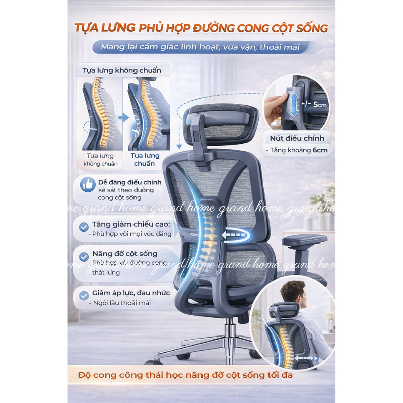 Ghế Công Thái Học LS902 Ghế Văn Phòng Lưới 3D Tựa Đầu Tay Vịn 4D Hỗ Trợ Cột Sống Có Gác Chân Ngả Lưng | BigBuy360 - bigbuy360.vn